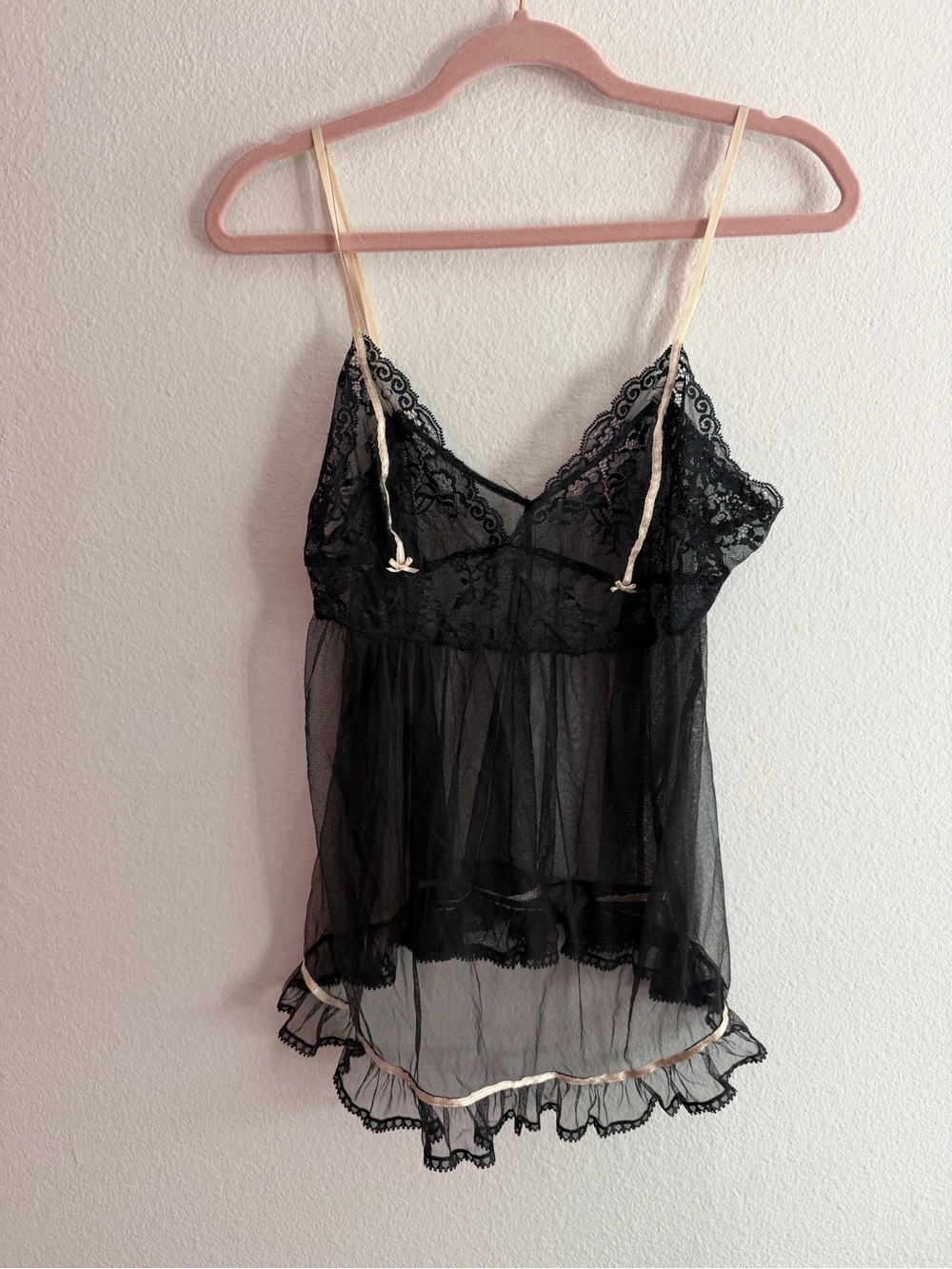 Vintage Victoria’s Secret 2000s Black Mesh Sheer Mini Slip Lingerie Teddy Small